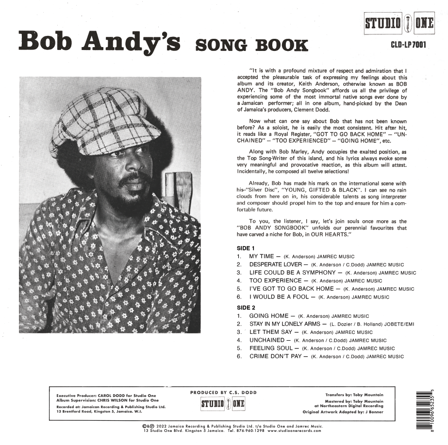 BOB ANDY'S SONGBOOK. Original 12 Song Edition