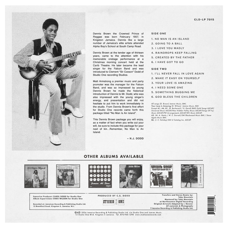 DENNIS BROWN. "No Man Is An Island" Lp release. 2024 remaster.
