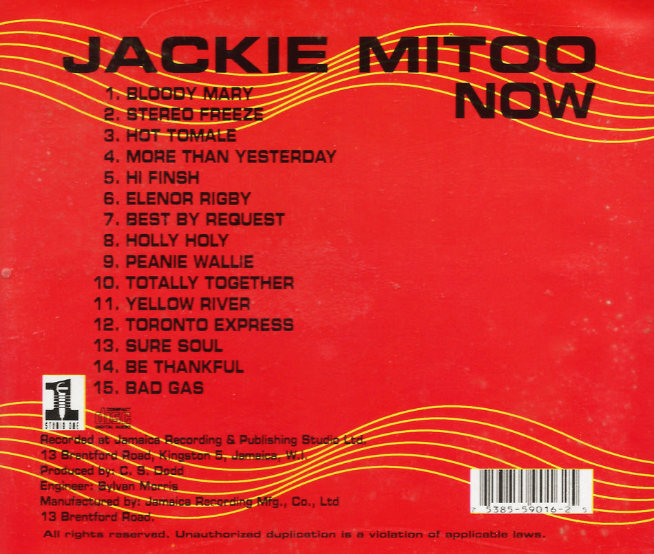 JACKIE MITTOO. Now. 15 Song Edition CD