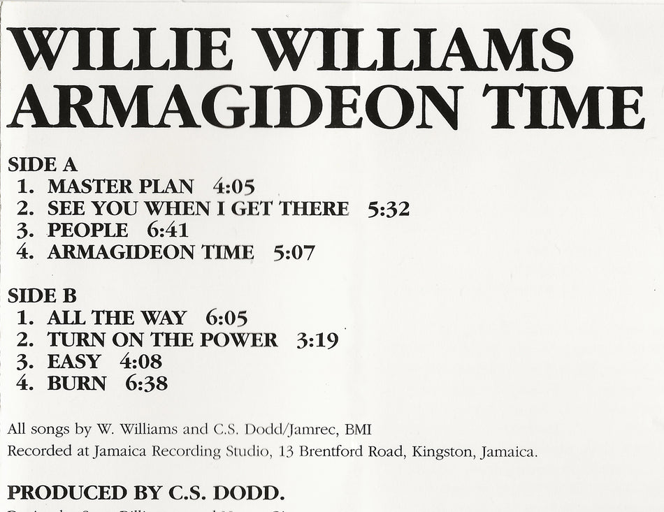 WILLIE WILLIAMS Armagideon Time