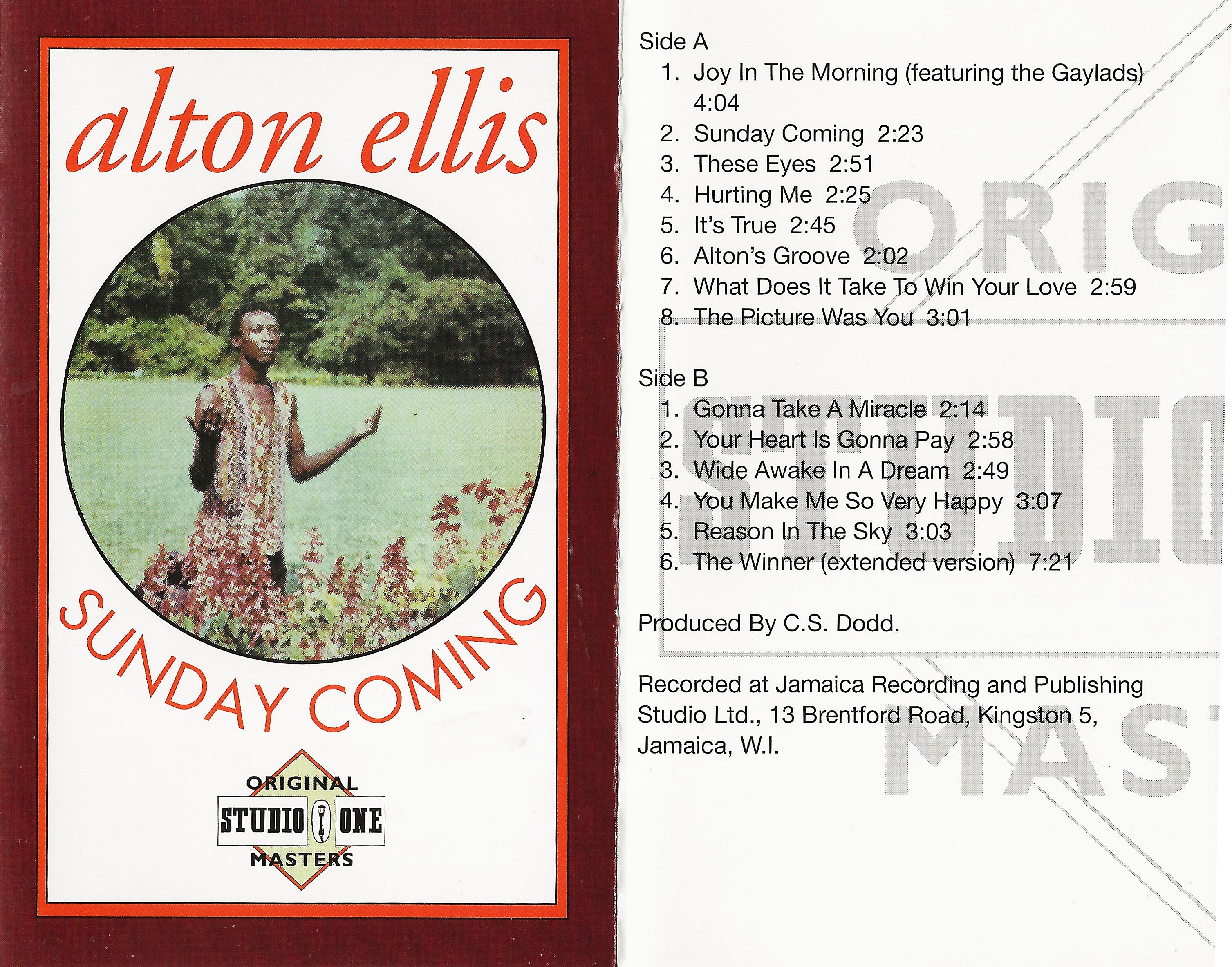 ALTON ELLIS. Sunday Coming. 13 Song Edition – Studio One
